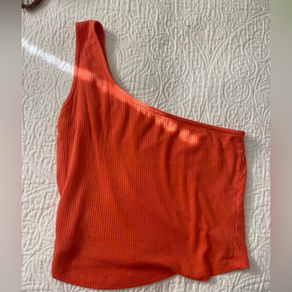 BP Vibrant Orange Ribbed Top